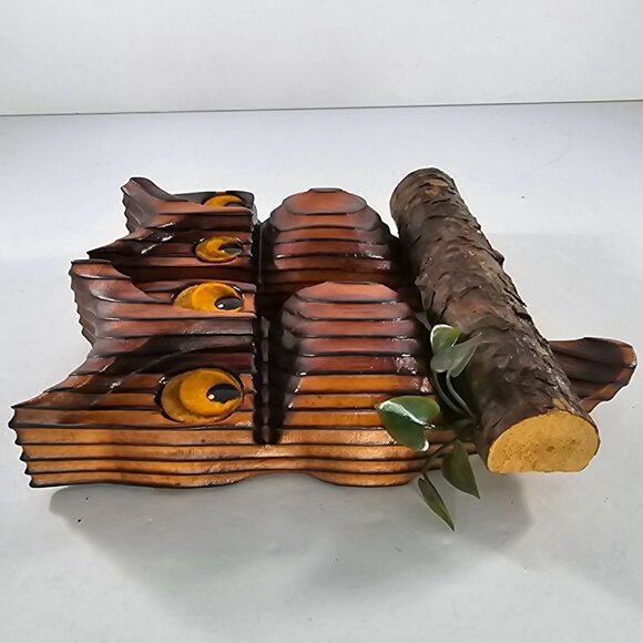 Handcrafted Green Mountain Wooden Owl Wall Art Rustic Decor Unique Felt Eyes - Picture 8 of 8